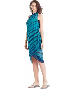 Women's Beach Wear Wrap Sarong Pareo Swimsuit Cover Up (S1-with Color Option) - Turquoise & Blue - CE189S2EGAY $13.73-Cover-Ups