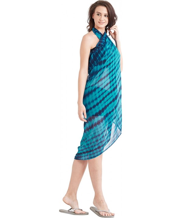 Women's Beach Wear Wrap Sarong Pareo Swimsuit Cover Up (S1-with Color Option) - Turquoise & Blue - CE189S2EGAY $13.73-Cover-Ups