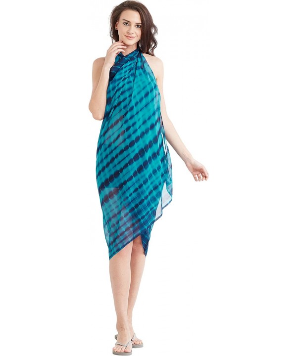 Women's Beach Wear Wrap Sarong Pareo Swimsuit Cover Up (S1-with Color Option) - Turquoise & Blue - CE189S2EGAY $13.73-Cover-Ups