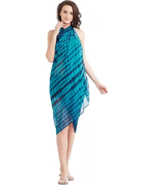 Women's Beach Wear Wrap Sarong Pareo Swimsuit Cover Up (S1-with Color Option) - Turquoise & Blue - CE189S2EGAY $13.73-Cover-Ups