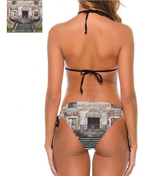 Bikini Swimsuits with Tie-Side Cheeky Cobblestone Doorway to House - Multi 07 - CI190EANQ74 $39.71-Sets