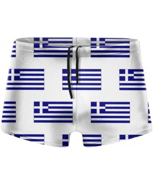 Greek Flag Men Swimwear Bikini Swim Brief Board Shorts Surf Boxer Trunks Swimsuits - Black - CT18XRH7CCK $22.14-Briefs