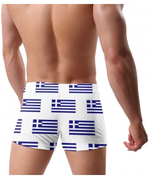 Greek Flag Men Swimwear Bikini Swim Brief Board Shorts Surf Boxer Trunks Swimsuits - Black - CT18XRH7CCK $22.14-Briefs