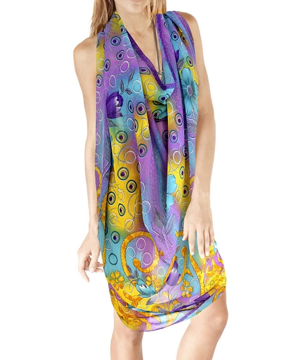 Women's Sarong Swimwear Cover-Up Wrap Tie Skirt Plus Size Full Long J - Blue_e193 - CO1202KTCRV $15.24-Cover-Ups