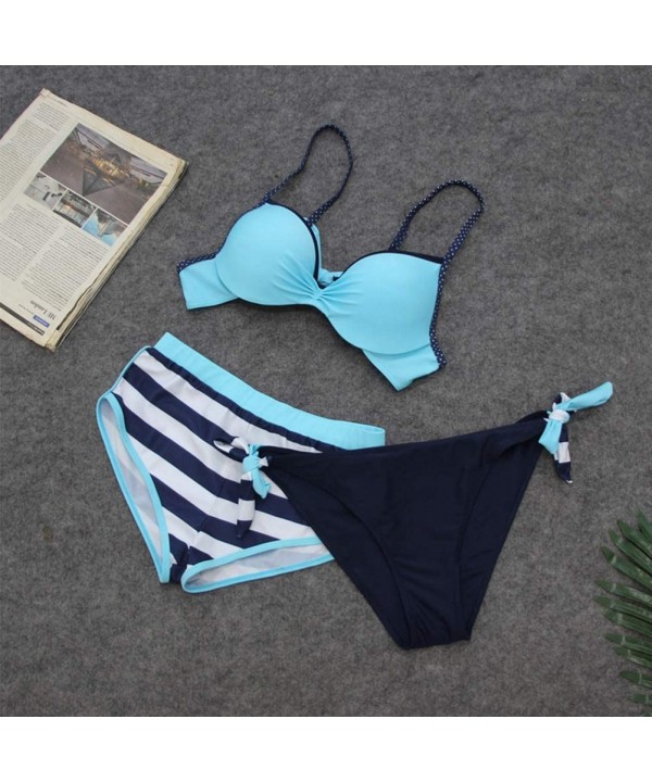 Bikini Swimsuit for Women 3 Piece Bikini Set Bathing Suit - Sky Blue - CH194KH662A $17.02-Sets