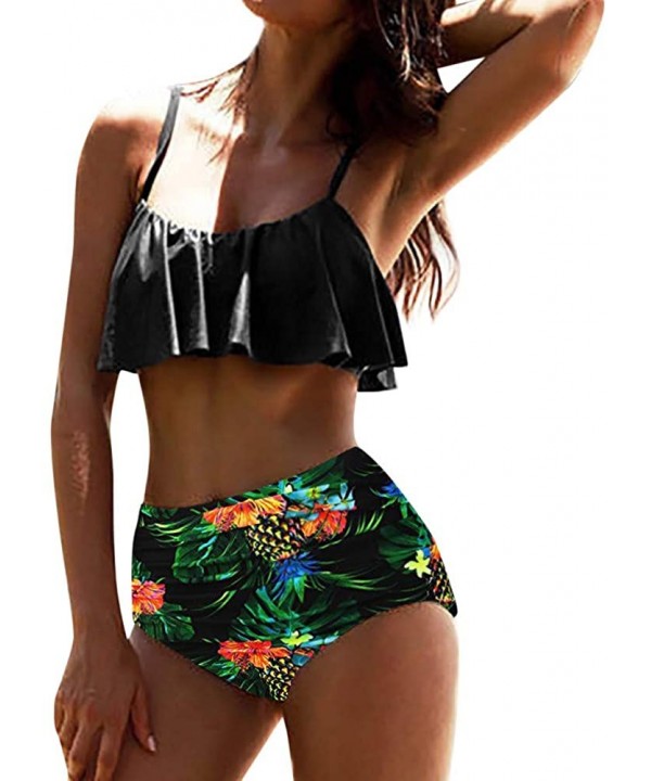 Swimwear for Womens- Summer Beach High Waist Swimuit Female Retro ewear Set Beachwear Tankini Bikini - Green - CB18O2I22I8 $1...