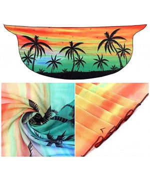 Women Chiffon Beach Cover up Sarong Multi Swimwear Ruffle Skirt Pareo Canga Swimsuit Wrap Y b green Coconut Palm - C518TRXR32...