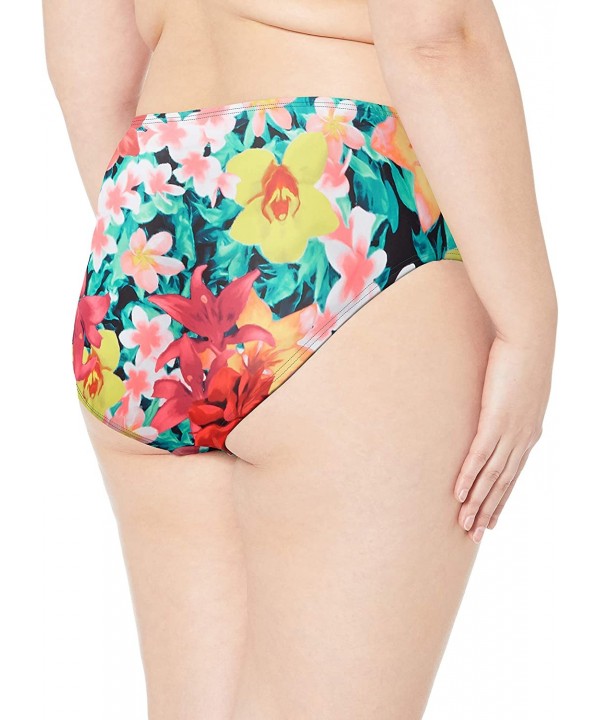 Women's Plus Size Shirred Bikini Bottom Swimsuit with Power Mesh - Native Blooms - CO18HEAE6ZO $34.61-Bottoms