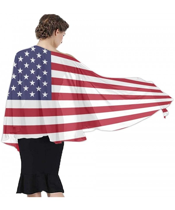 Women Luxury Chiffon Swimwear Cover Up- Oversize Beach Sarong Shawl Wrap - American Usa Flag - C419C6NLE2H $22.30-Cover-Ups