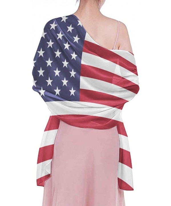 Women Luxury Chiffon Swimwear Cover Up- Oversize Beach Sarong Shawl Wrap - American Usa Flag - C419C6NLE2H $22.30-Cover-Ups