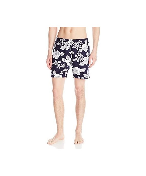 Men's San O 6.5 Inch Pattern Swim Trunk - Hibiscus Marine/White - CF12D73P981 $26.42-Trunks