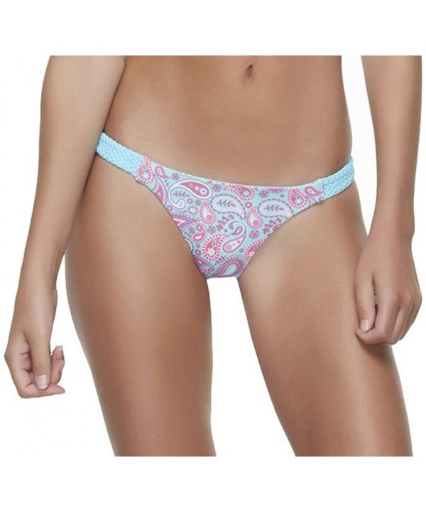 Women's Seamless Reversible Flat Braided Cheeky Bottom - Blue Paisley - CF18CY73DNR $20.11-Bottoms