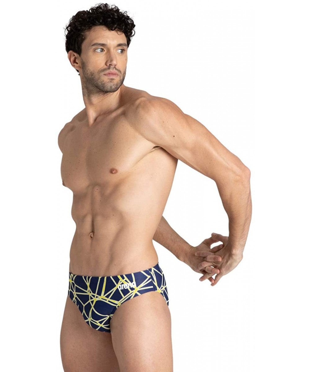 Men's Carbonics Pro MaxLife Brief Swimsuit - Navy/Yellow Star - CB18UNUY0IT $34.37-Racing