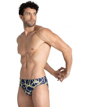 Men's Carbonics Pro MaxLife Brief Swimsuit - Navy/Yellow Star - CB18UNUY0IT $34.37-Racing