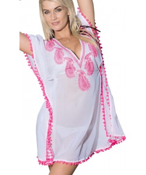 Women's Mini Swimsuit Cover Up Beach Bathing Suit Swimwear Embroidery - Ghost White_g348 - CA11JUS6LPD $22.12-Cover-Ups