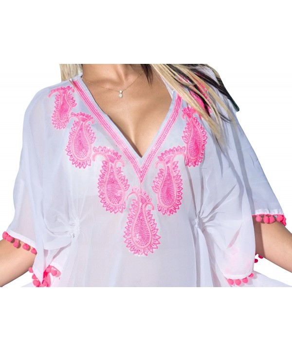 Women's Mini Swimsuit Cover Up Beach Bathing Suit Swimwear Embroidery - Ghost White_g348 - CA11JUS6LPD $22.12-Cover-Ups