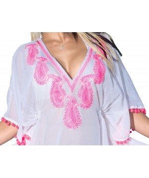 Women's Mini Swimsuit Cover Up Beach Bathing Suit Swimwear Embroidery - Ghost White_g348 - CA11JUS6LPD $22.12-Cover-Ups