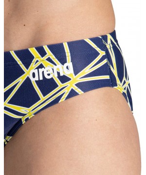 Men's Carbonics Pro MaxLife Brief Swimsuit - Navy/Yellow Star - CB18UNUY0IT $34.37-Racing