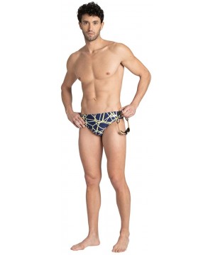 Men's Carbonics Pro MaxLife Brief Swimsuit - Navy/Yellow Star - CB18UNUY0IT $34.37-Racing