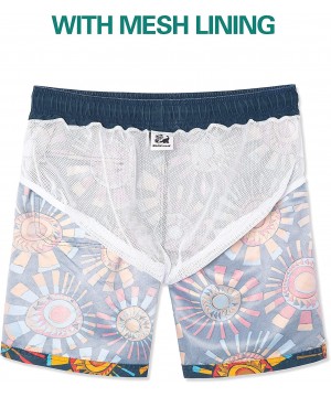 Men's Washed Vintage Floral Print Swim Trunk - Sun Rise - Navy - CJ18R7QLZDM $18.55-Trunks