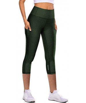 Women Yoga Leggings-Tight Elastic Quick Drying Yoga Pants Reflective Seven Point Yoga Pants - Army Green - C4195DTZCHZ $10.93...