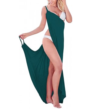 Women Greek Goddess Spaghetti Strap Sarong Beachwear Beach Cover Up - Green - CW1825G394L $19.86-Rash Guards