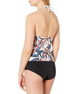 Women's High Neck Halter Tankini Swim Top - Floral Print - CR18ZQ0QOUE $26.19-Tops