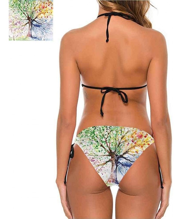 Thong Bikini Set Tree- Foliage Leaves and Trunk for a Beach Trip or Pools Day - Multi 06-two-piece Swimsuit - C019E77062C $38...