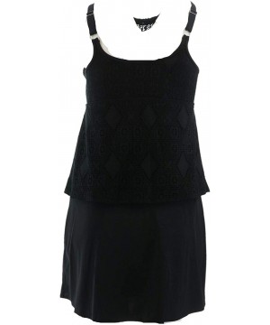 Beach Lace High Neck Tankini Skirt A350350 - Black - CQ18UAKT38L $46.00-One-Pieces