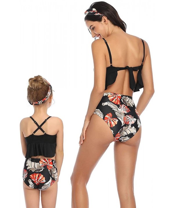 Girls Two Piece Swimsuits Tankini Swimwear Bathing Suit Set - Black + Floral 05 - C01966S6L0O $15.03-Sets