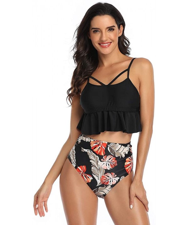 Girls Two Piece Swimsuits Tankini Swimwear Bathing Suit Set - Black + Floral 05 - C01966S6L0O $15.03-Sets