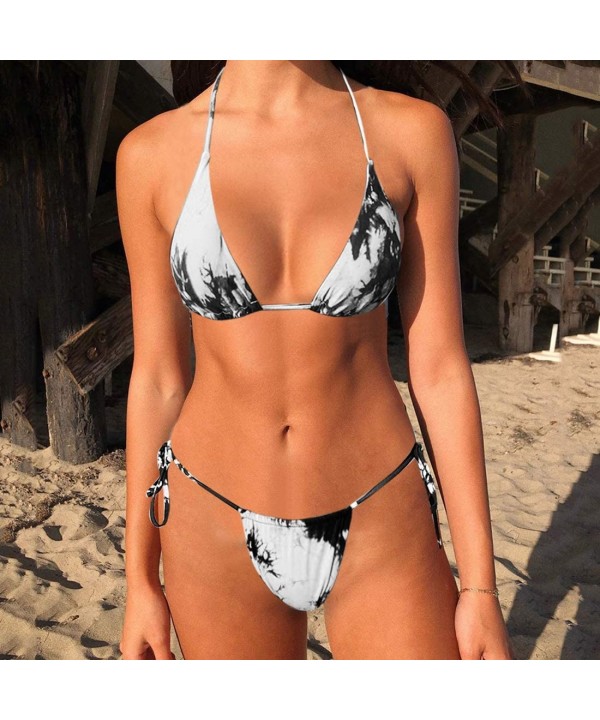 Women Gradient Color Bikini Swimsuit High Waist Thong Bandage U Neck Backless Bikini Sets Beachwear 2 Pieces - 8 - CZ190SDS77...