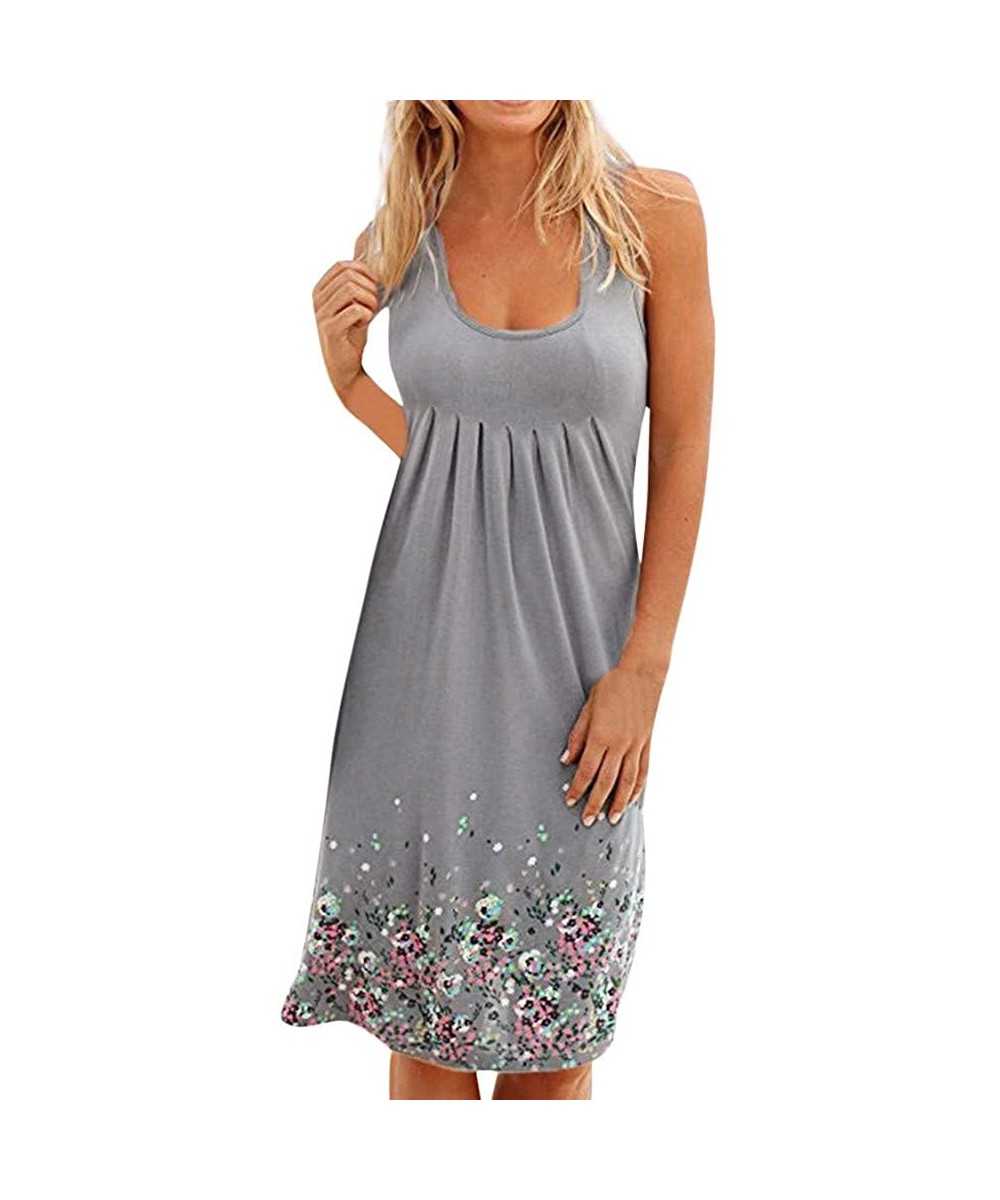 Women's Dress Womens Dress Dress T-Shirt Tunic Midi Tank Beach Dress - V-gray - C718SS9LMHZ $20.38-Cover-Ups