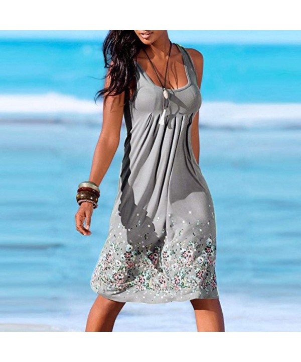 Women's Dress Womens Dress Dress T-Shirt Tunic Midi Tank Beach Dress - V-gray - C718SS9LMHZ $20.38-Cover-Ups