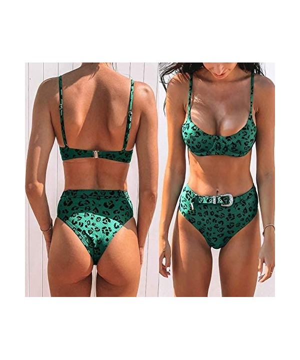 Women Sexy Bikini High Waist Plush up Swimsuit 2 Piece Swimwear Bathing Suit Beachwear - Green - C3196EDLC3U $30.90-Sets