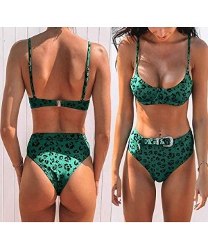 Women Sexy Bikini High Waist Plush up Swimsuit 2 Piece Swimwear Bathing Suit Beachwear - Green - C3196EDLC3U $30.90-Sets