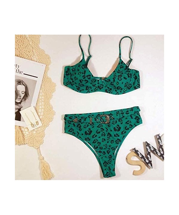 Women Sexy Bikini High Waist Plush up Swimsuit 2 Piece Swimwear Bathing Suit Beachwear - Green - C3196EDLC3U $30.90-Sets