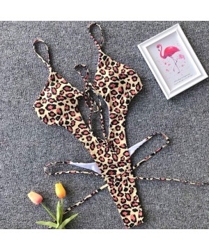 Women One Piece Swimsuit V Neck Cutout Monokini Swimwear Tummy Control Beachwear Bathing Suits - 1brown - CM198RERMZG $15.03-...