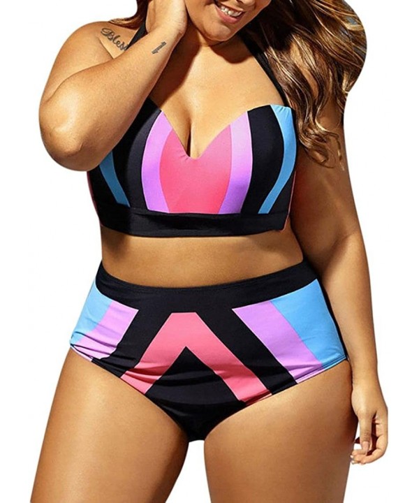 Ladies High Waist Push up Bikini Set Swimwear Halter top Beach Bathing Suits Swimsuit Women one Piece New Multi Color - CL180...