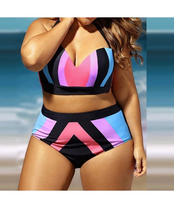 Ladies High Waist Push up Bikini Set Swimwear Halter top Beach Bathing Suits Swimsuit Women one Piece New Multi Color - CL180...