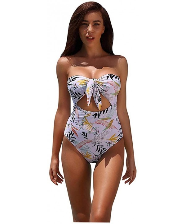 Bikin Set- Womens One Piece Swimsuits Front High Waisted Tummy Control Bathing Suits - White - CD194KGH8UR $18.25-Tankinis