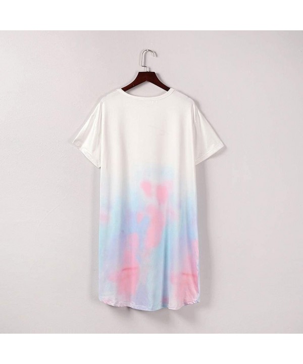 Women's Casual Summer Tie Dye Tops Mini Short Dresses Beach Sundress Loose Party Tunic T Shirt Cover Up Shift Dress - 1-light...