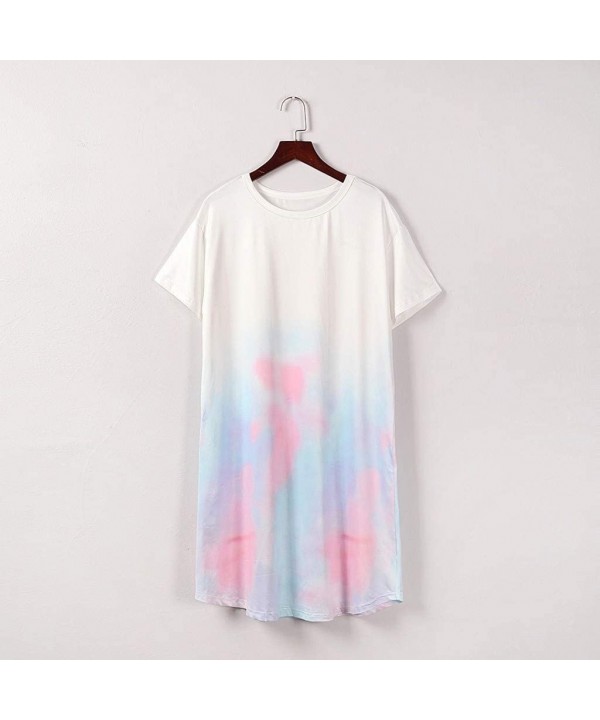 Women's Casual Summer Tie Dye Tops Mini Short Dresses Beach Sundress Loose Party Tunic T Shirt Cover Up Shift Dress - 1-light...