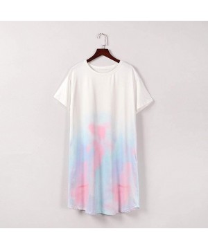 Women's Casual Summer Tie Dye Tops Mini Short Dresses Beach Sundress Loose Party Tunic T Shirt Cover Up Shift Dress - 1-light...