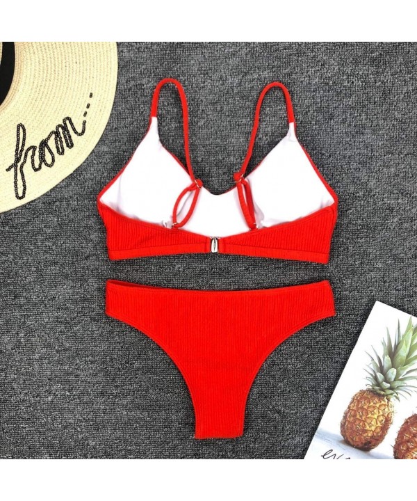 Women's Sexy Bikini Sets Sporty Padded Push Up 2 Piece Swimsuits - Red - CM18U3O25ON $19.59-Sets