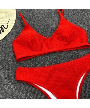 Women's Sexy Bikini Sets Sporty Padded Push Up 2 Piece Swimsuits - Red - CM18U3O25ON $19.59-Sets