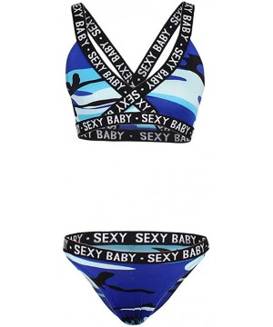 Bikini Bras Set for Women Sexy- Women's Lingerie Underwear Sets- Camouflage Leopard Two-Piece Swimsuits - Blue1 - C9199UC8XGY...