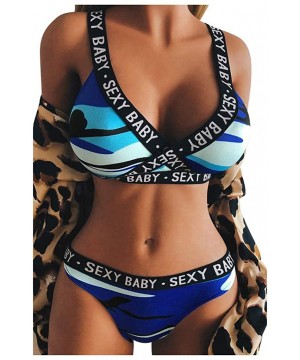 Bikini Bras Set for Women Sexy- Women's Lingerie Underwear Sets- Camouflage Leopard Two-Piece Swimsuits - Blue1 - C9199UC8XGY...