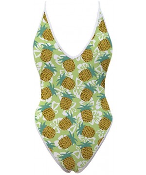 Sexy Women Monokini Deep V One Piece Backless Cheeky Swimwear Bikini - Print 3 - CQ18OSGK96Q $29.97-Sets