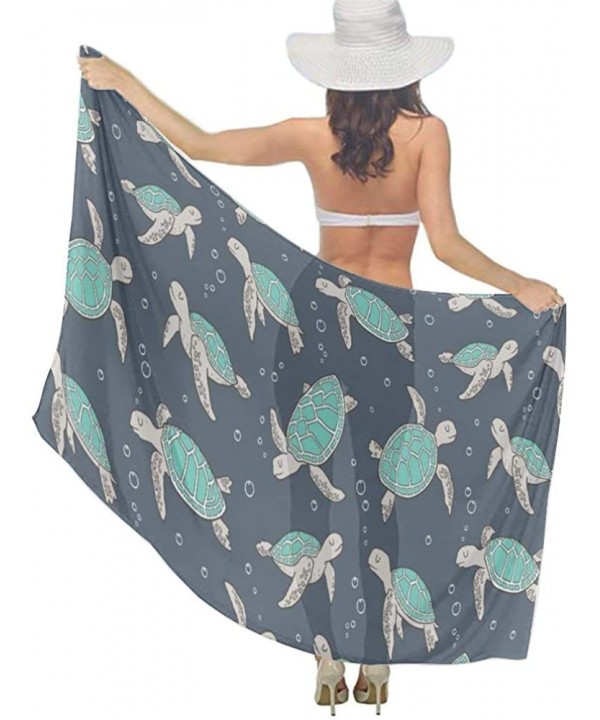 Women's Swimwear Cover Ups- Summer Vacation Beach Sarong Soft Shawl Wrap - Sea Turtles Green Mint - CA19C4KH6C6 $24.76-Cover-Ups